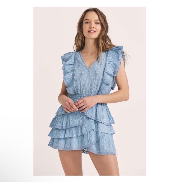 LoveShackFancy Dresses & Skirts - New! LoveShackFancy Corelli Polka Dot Lace Ruffle Cotton Mini Dress
